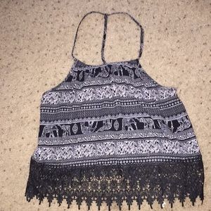 LA Hearts Crop Top Black and White
